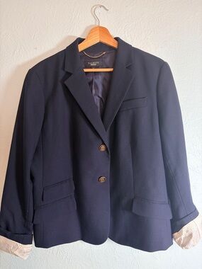 Talbots Navy Blazer Women's Gold Buttons Classic Preppy Career Old Money Size 14